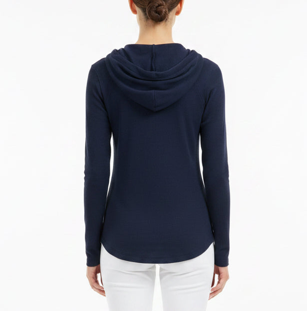 Straight Down Women's Quarter Zip Thyme Hoodie (w/ logo) New Indigo Size XS