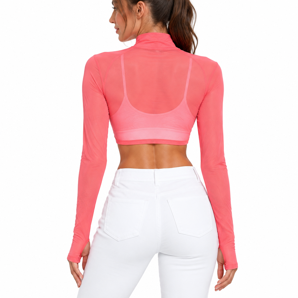 Jamie Sadock Women's Golf Top Mock Neck Crop Mimosa Size M (FINAL SALE ITEM)