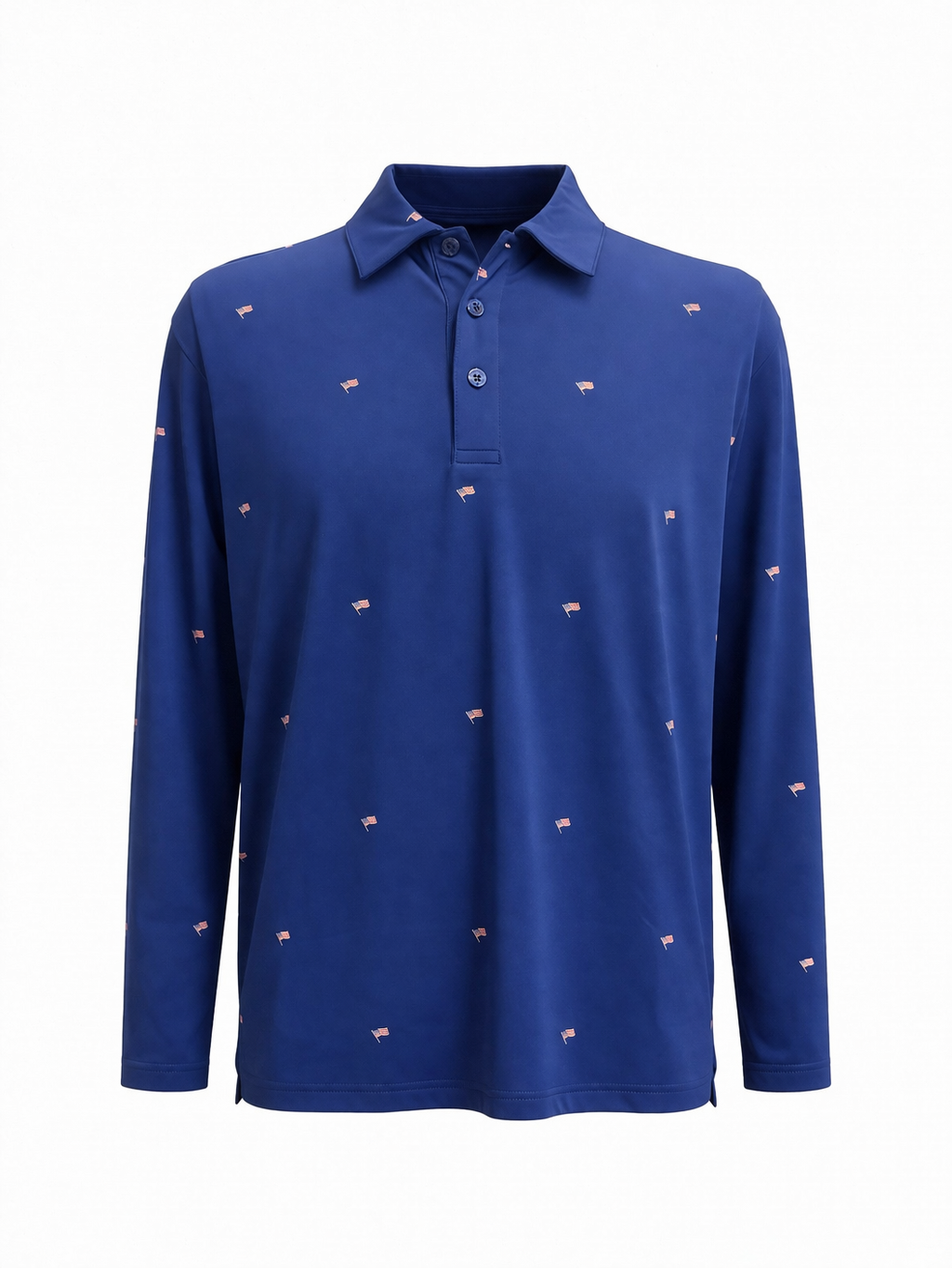 SanSoleil TEK-ICE L/S PRINT POLO  - FLAG DAY NAVY - Skorzie