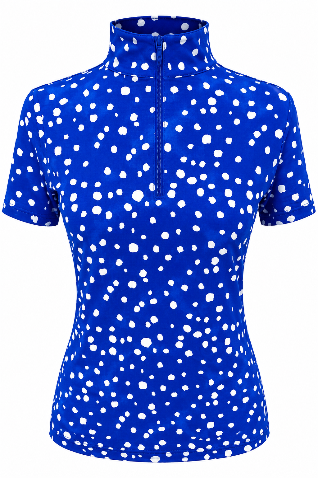 IBKUL Evelyn Short Sleeve Zip Mock - Blue/White