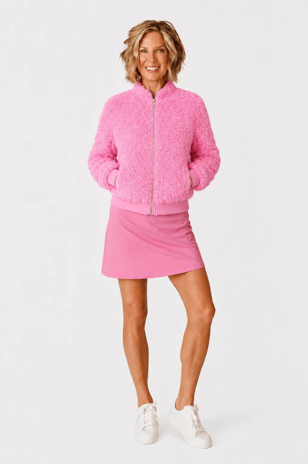 Amy Sport Womens Danni Bomber Jacket - Canyon Blush Sherpa