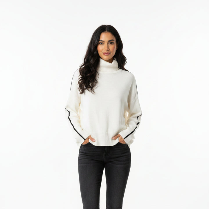 G/FORE Women's Sweater Turtleneck Contrast Stripe White Size S