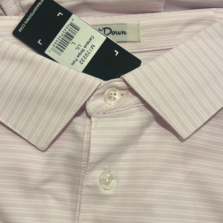 Straight Down Men's Golf Polo Campus Stripe Lilac Size L