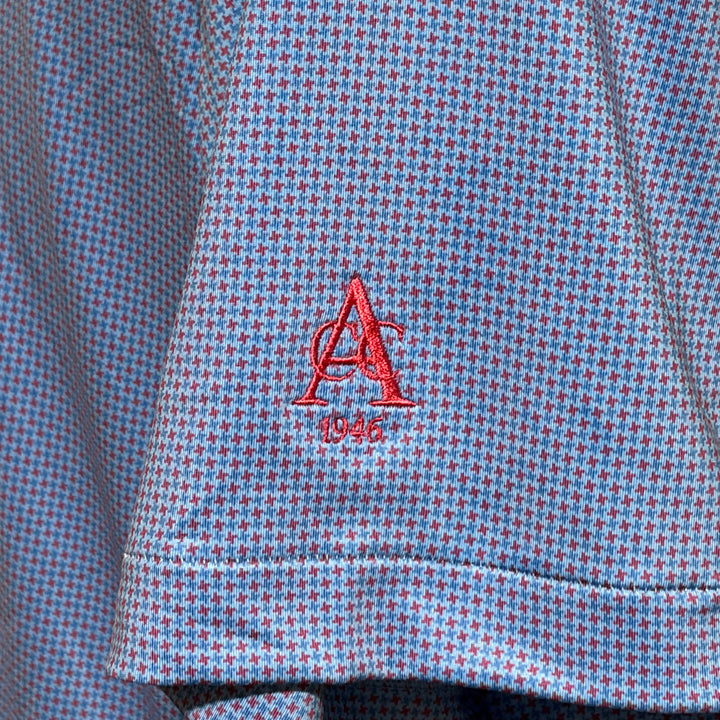 Peter Millar Phoenix Performance Jersey Polo (w/logo) - Blue/Red - Medium - Skorzie