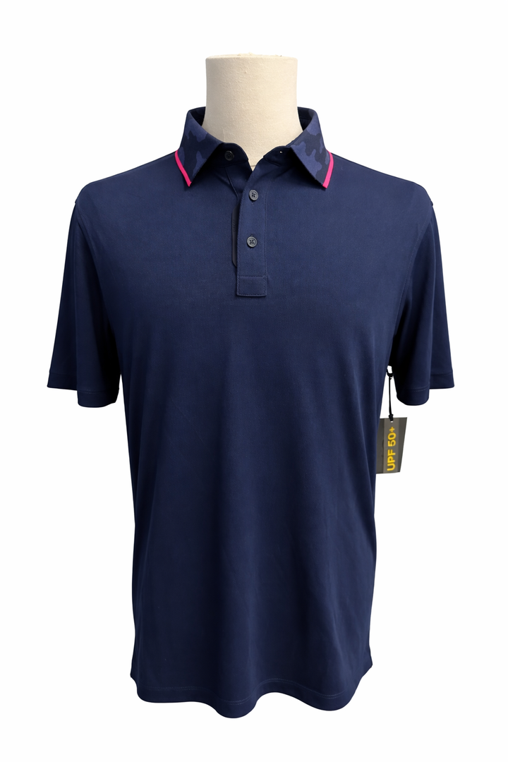 G/FORE Men's Camo Collar Performance Pique Polo - Twilight - Medium - Skorzie