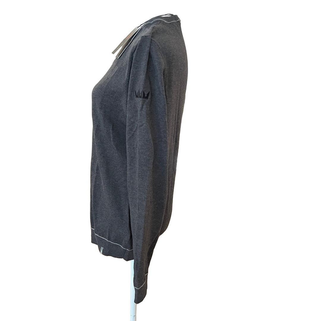 KJUS Women's Kicki V-Neck Pullover (w/logo) - Charcoal Grey - Skorzie