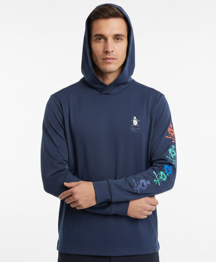 Original Penguin Men's Golf Hoodie Novelty Graphic Black Iris Size M