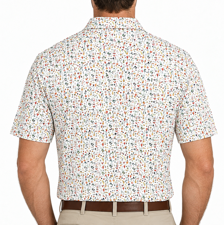 Black Clover Men's Golf Polo Road Runner White Multi Size L