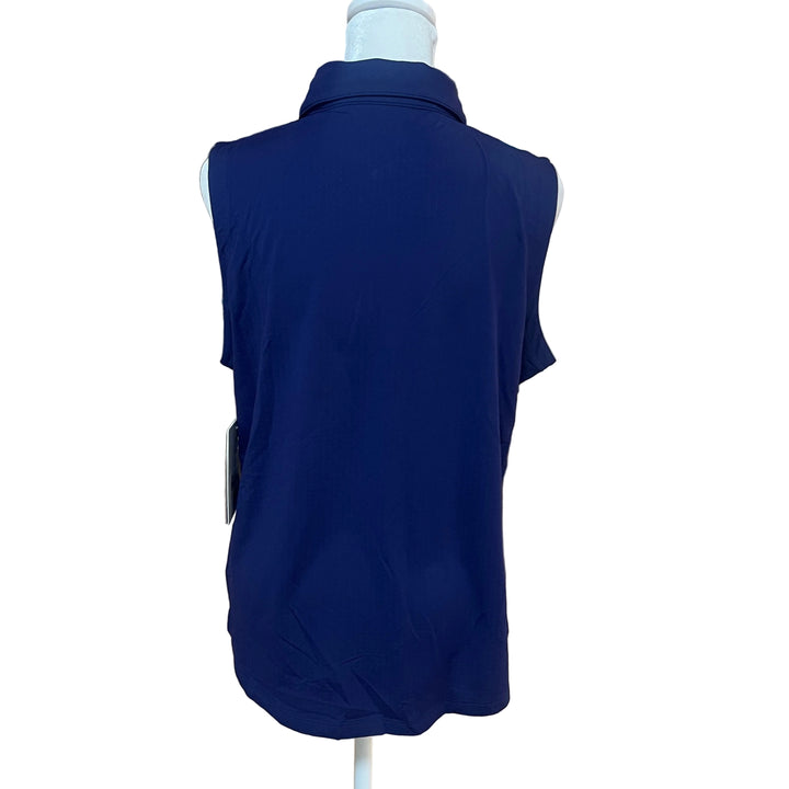 G Lifestyle Sleeveless Zip Polo - True Navy - Large - Skorzie