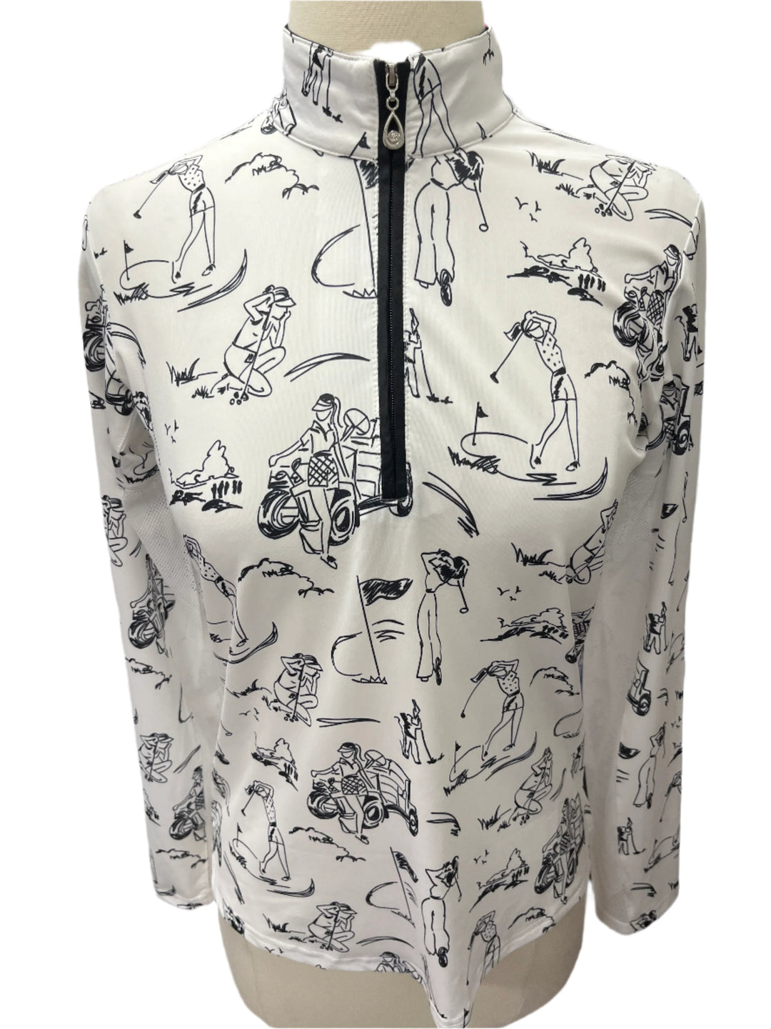 SanSoleil Golfers Long Sleeve - White/Black - Skorzie