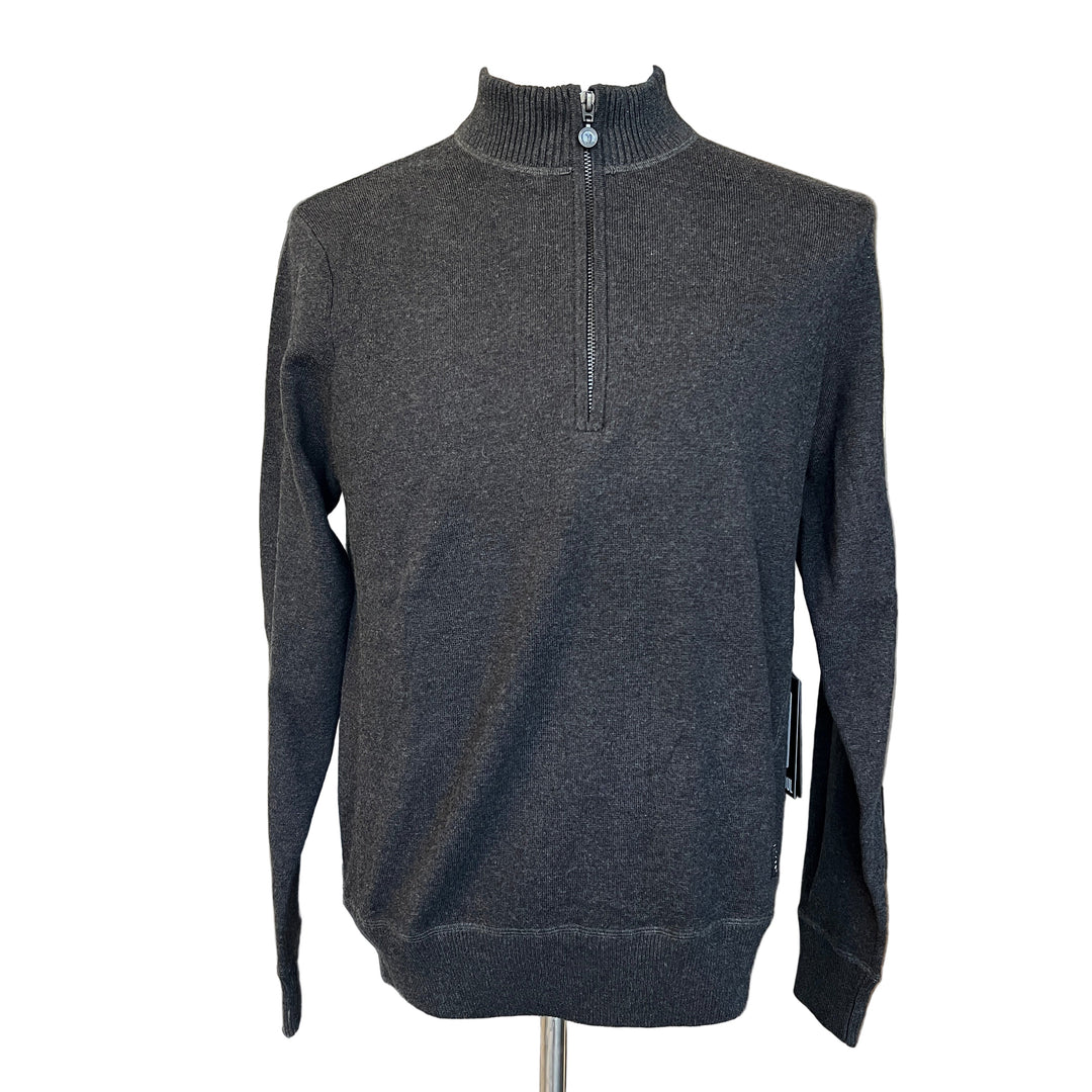 Linksoul Cotton-Blend Half-Zip Sweater - Dark Grey - Small - Skorzie