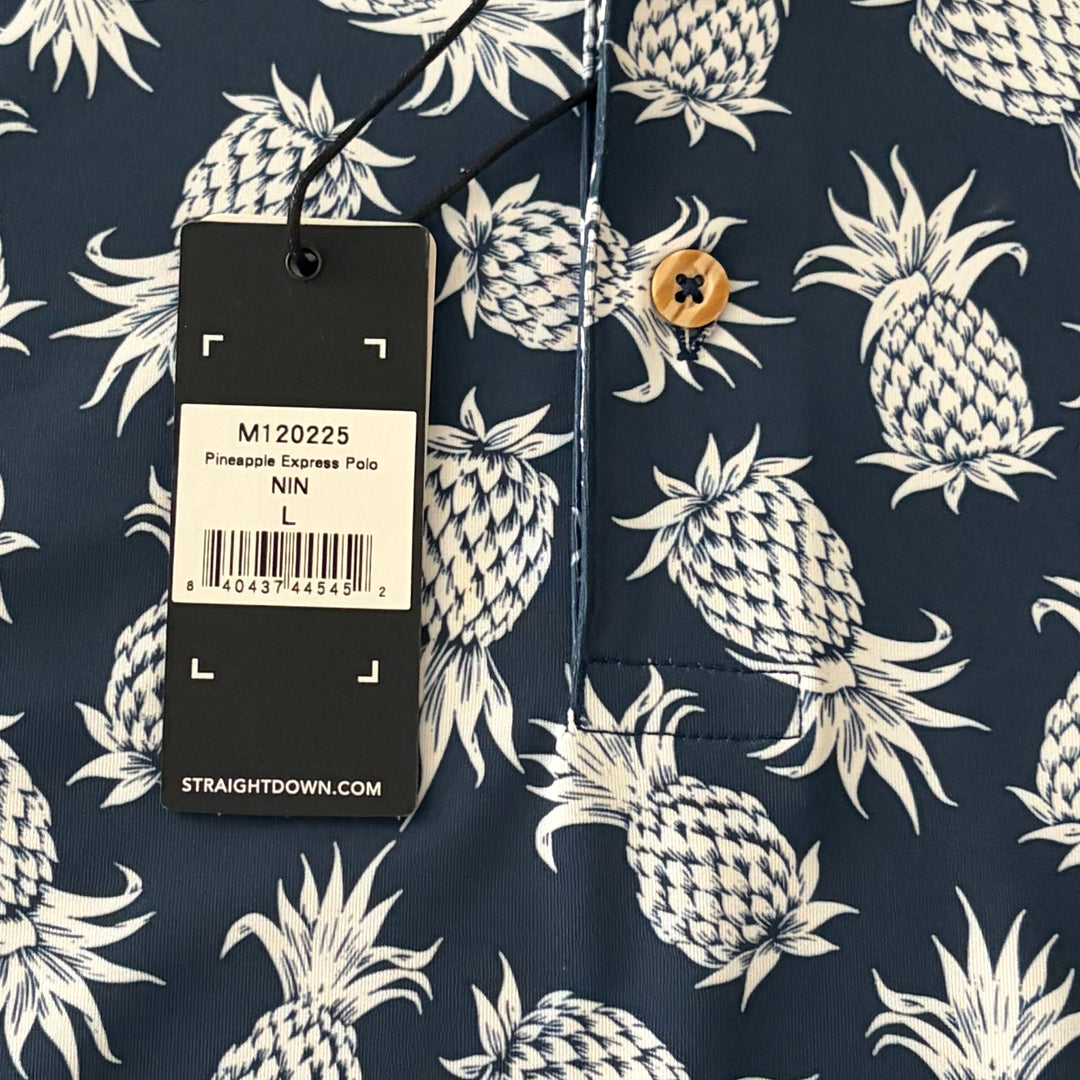 Straight Down Men's Golf Polo Pineapple Express New Indigo Size L