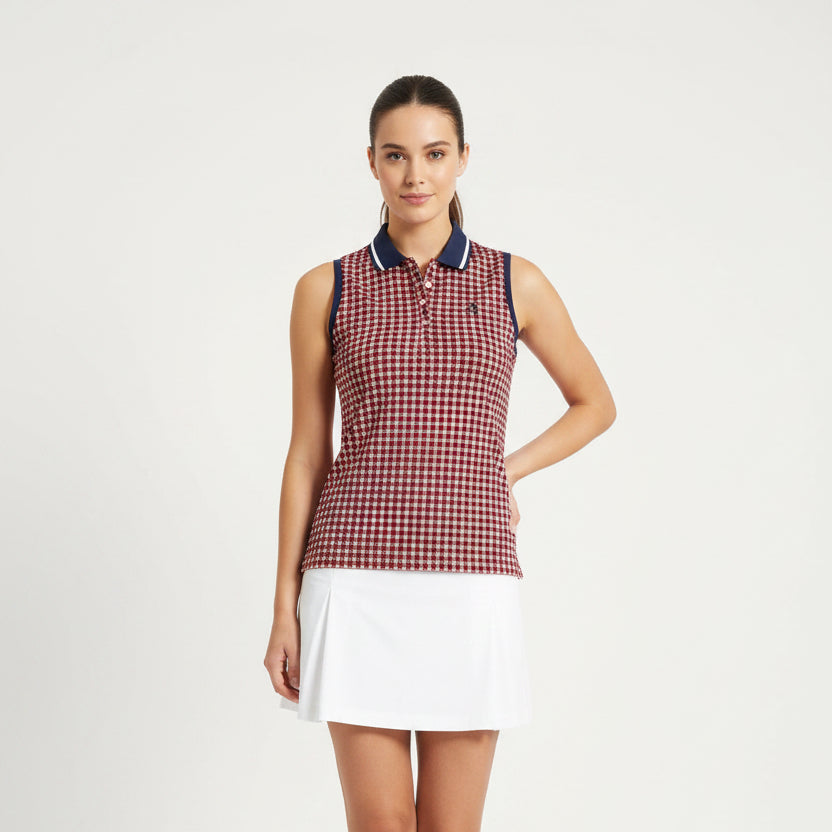 RLX Tailored Fit S/L Polo Shirt (w/ logo) - Red Patterned - Skorzie