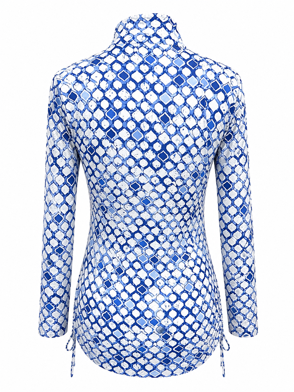 IBKUL Long Sleeve Blue Matrix Drawstring Dress - Small - Skorzie