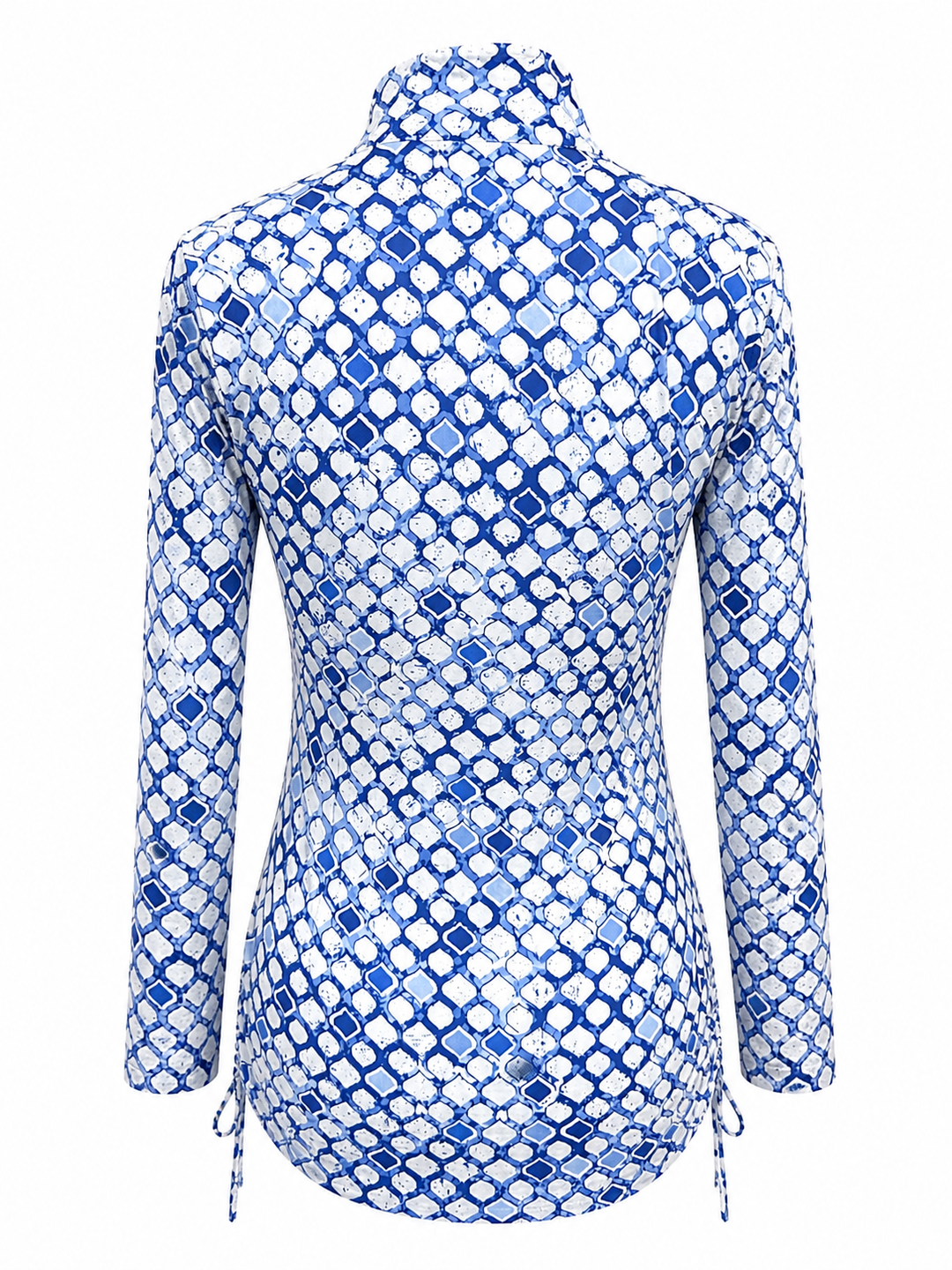IBKUL Long Sleeve Blue Matrix Drawstring Dress - Small - Skorzie