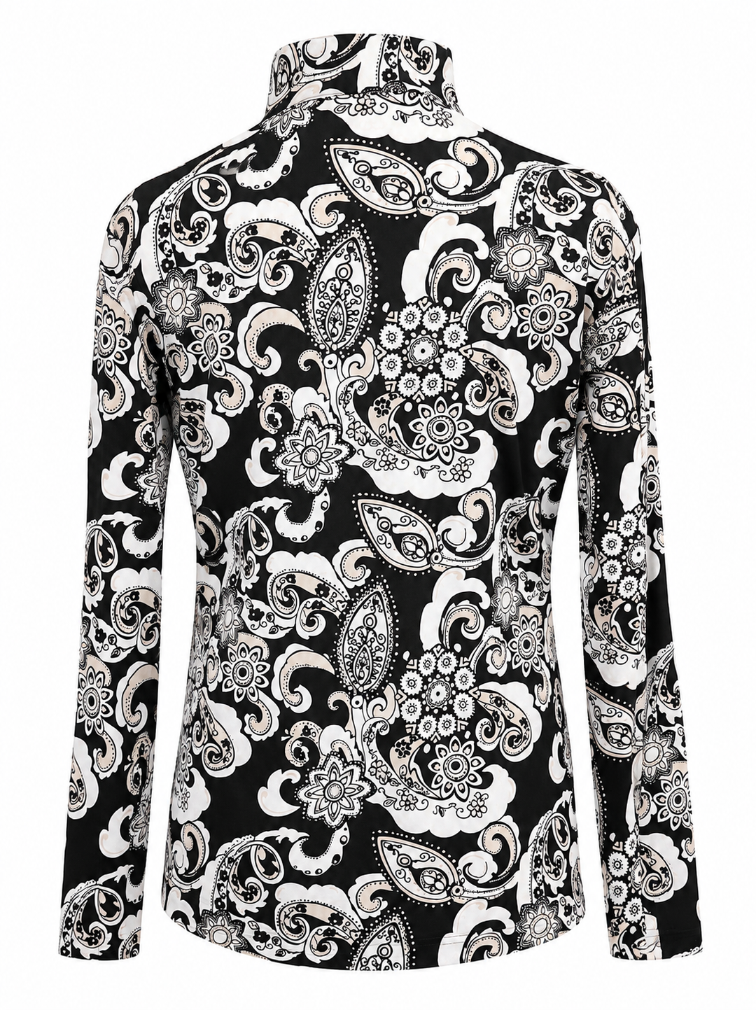 SanSoleil SolCool Print Mock Zip Top -  Paisley Black
