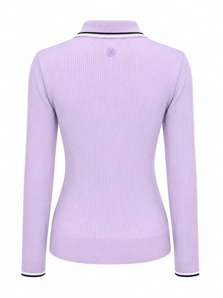 G/FORE Ribbed Long Sleeve Sweater Polo - Orchid - Small