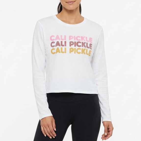 Rally Club Women's L/S Tee "Cali Pickle" White Size M (FINAL SALE ITEM)