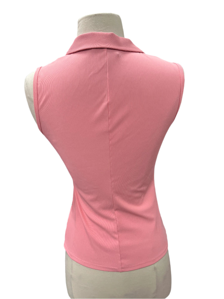 Foray - V-Neck Sleeveless Polo - Pink - X-Small - Skorzie
