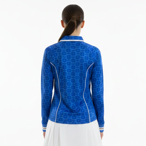 Original Penguin Women's Tennis Quarter Zip Mock Neck Poppy Ultramarine Size S