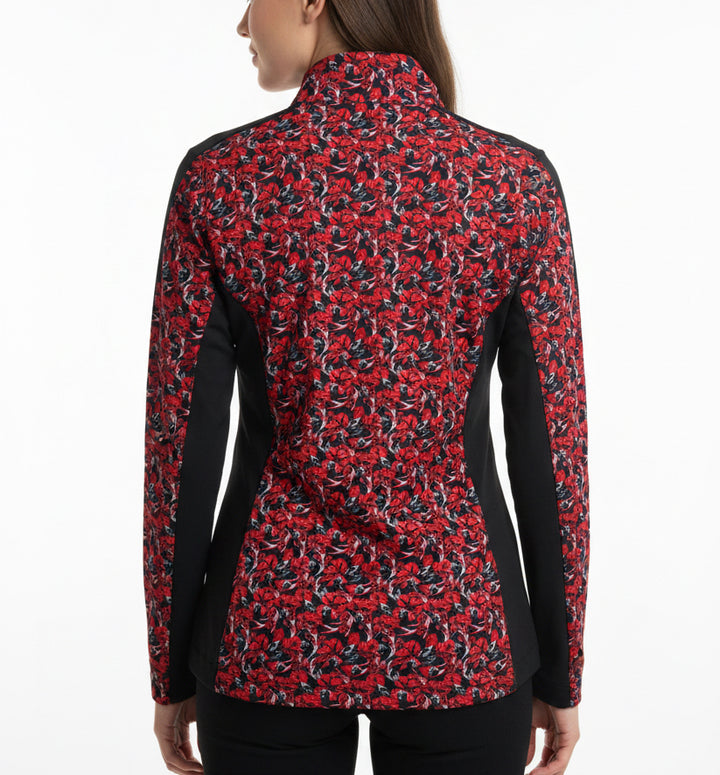 Lohla Sport Womens Golf Zip-Up Jacket Red Floral Size L