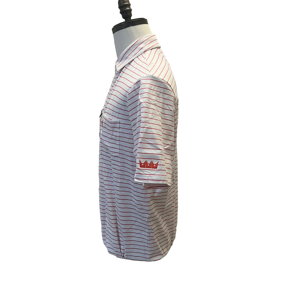 Johnnie-O Neese Stripe Polo (w/ logo) - Cherry - FINAL SALE ITEM - Skorzie