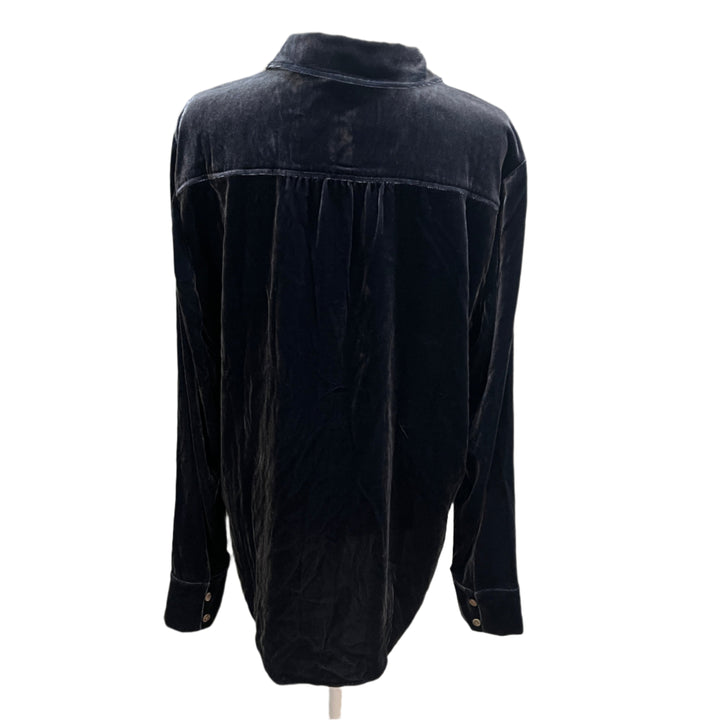 Faherty Stretch Silk Velvet Genevieve Shirt - Navy - Skorzie