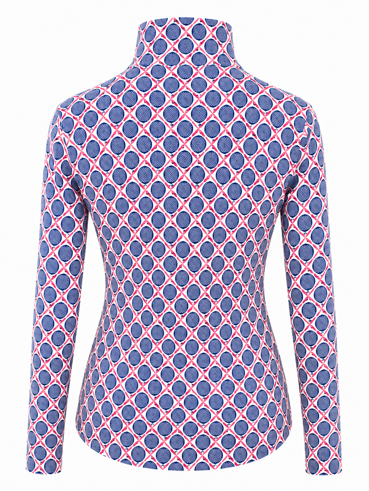 SanSoleil SolCool Print Mock Zip Top -  Golf Pattern