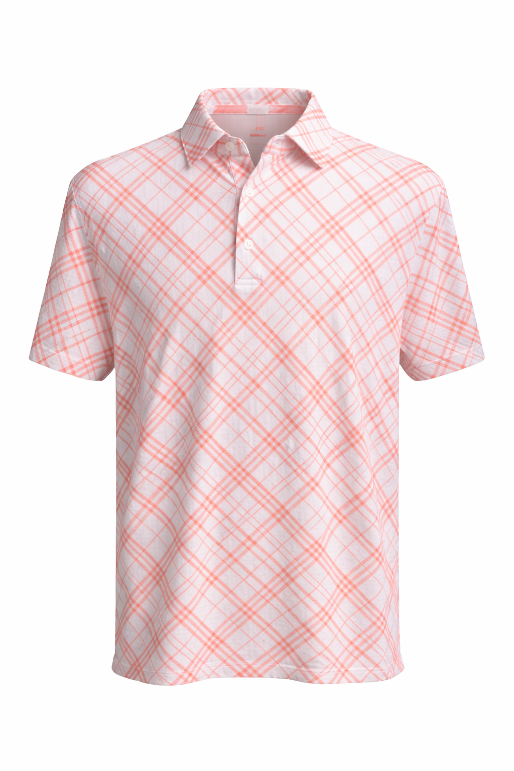 IBKUL Tony Print Short Sleeve Polo - Peach/White - Large - Skorzie