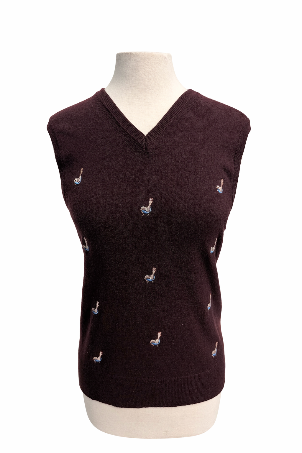 Tory Burch Birdie Cashmere Sweater Vest - Dark Winterberry - Small - Skorzie