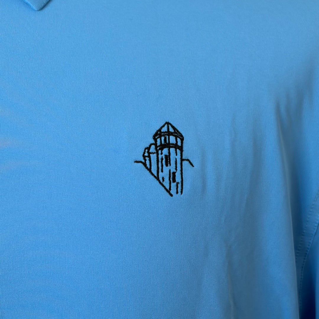 Bobby Jones Performance Jersey Solid Polo (w/ logo) - Sky Blue - Skorzie