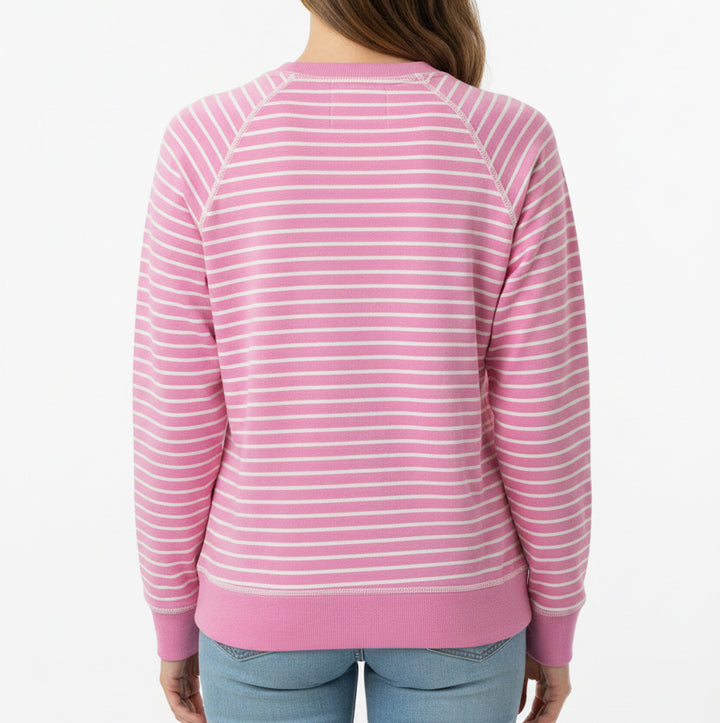 Marine Layer Women's L/S Reversible Raglan Pink Stripe Size XS