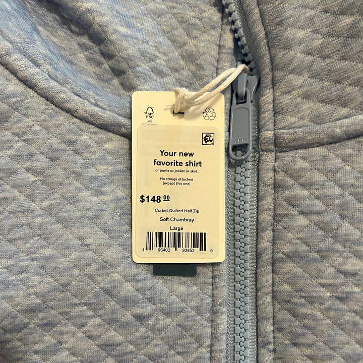 Marine Layer Women's Pullover Corbet Quilted Half Zip Soft Chambray