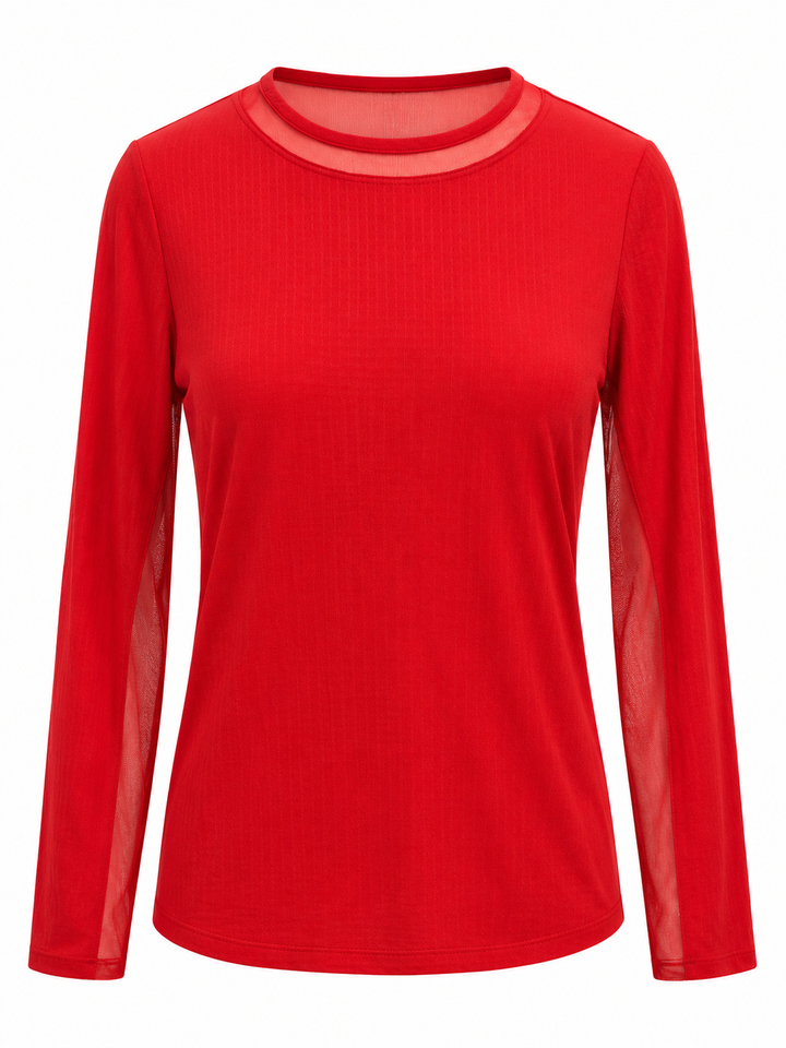 IBKUL Womens Long Sleeve Crew Neck Top - Red