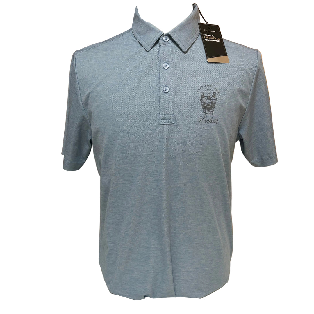 Travis Mathew Playmaker Polo (w/ logo) - Heather Copen Blue - Skorzie