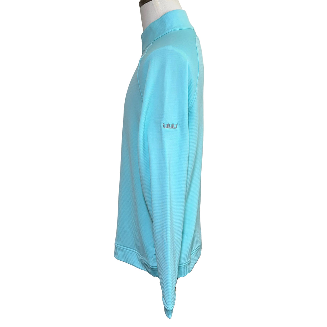 Peter Millar Beaumont Performance 1/4 Zip (w/logo) - Turquoise - Medium - Skorzie