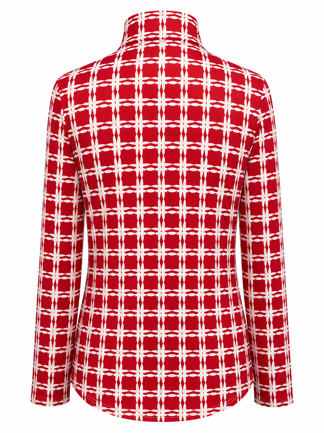 SanSoleil Womens Long Sleeve Zip Polo - Red/White