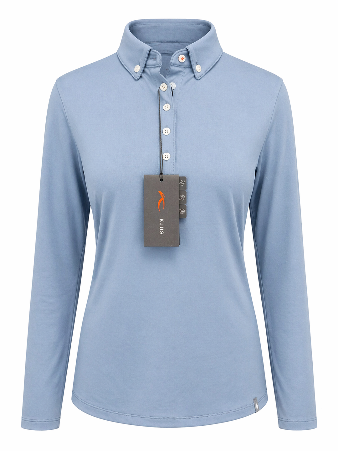 KJUS Women's Scotscraig Long Sleeve Polo - Blue Gray - Medium - Skorzie