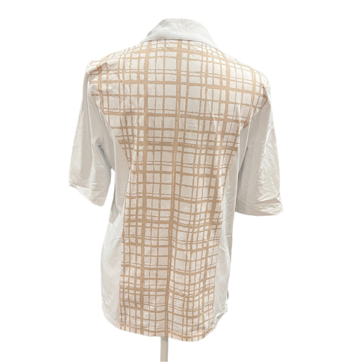 Swing Control 1/4 Zip Velocity Polo - White/Desert Plaid - S - Skorzie