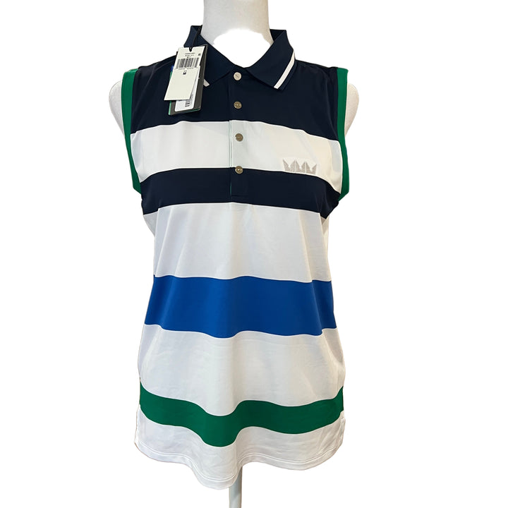RLX Ralph Lauren Tailored Fit Sleeveless Polo (w/logo) - White Multi