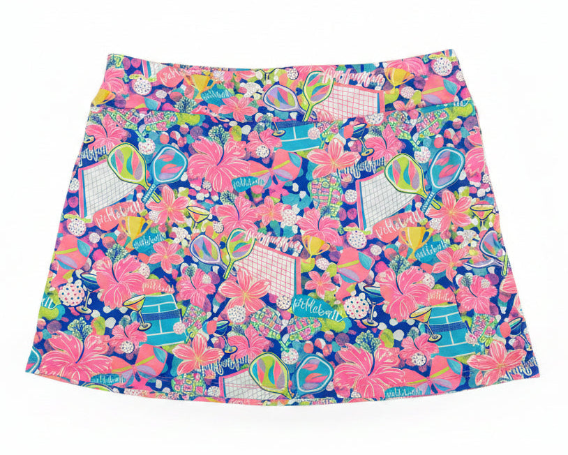 Lulu B Women's Fun Pickleball Skort - Pink/Multi