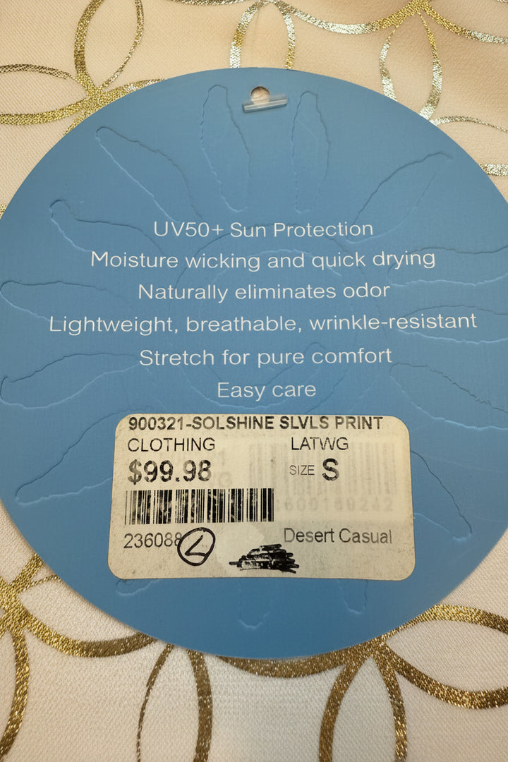 SanSoleil SolShine Sleeveless Print Mock - White and Gold - Small