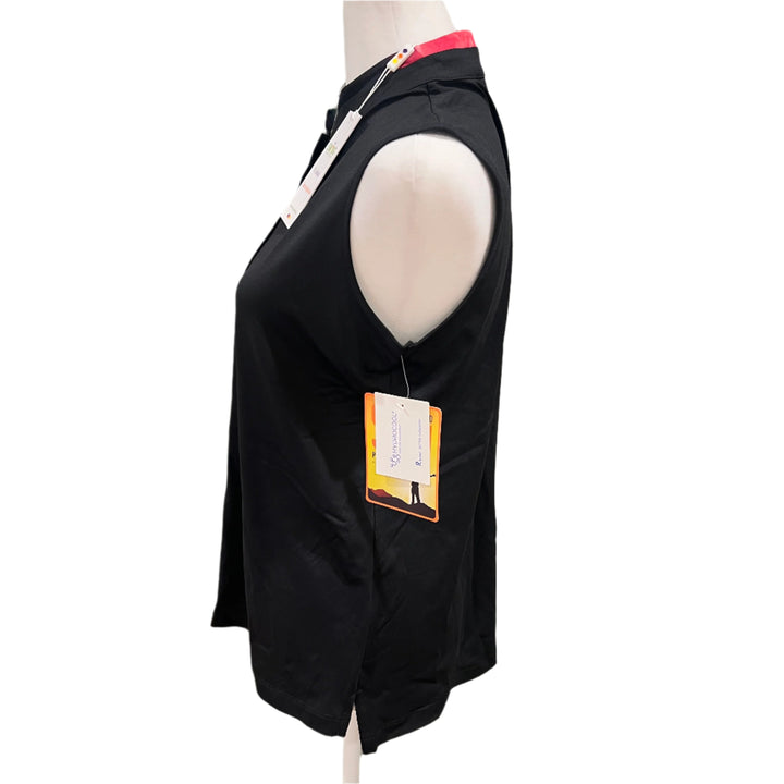 Swing Control 1/4 Zip Sleeveless Velocity Polo - Black/Floral - Small - Skorzie