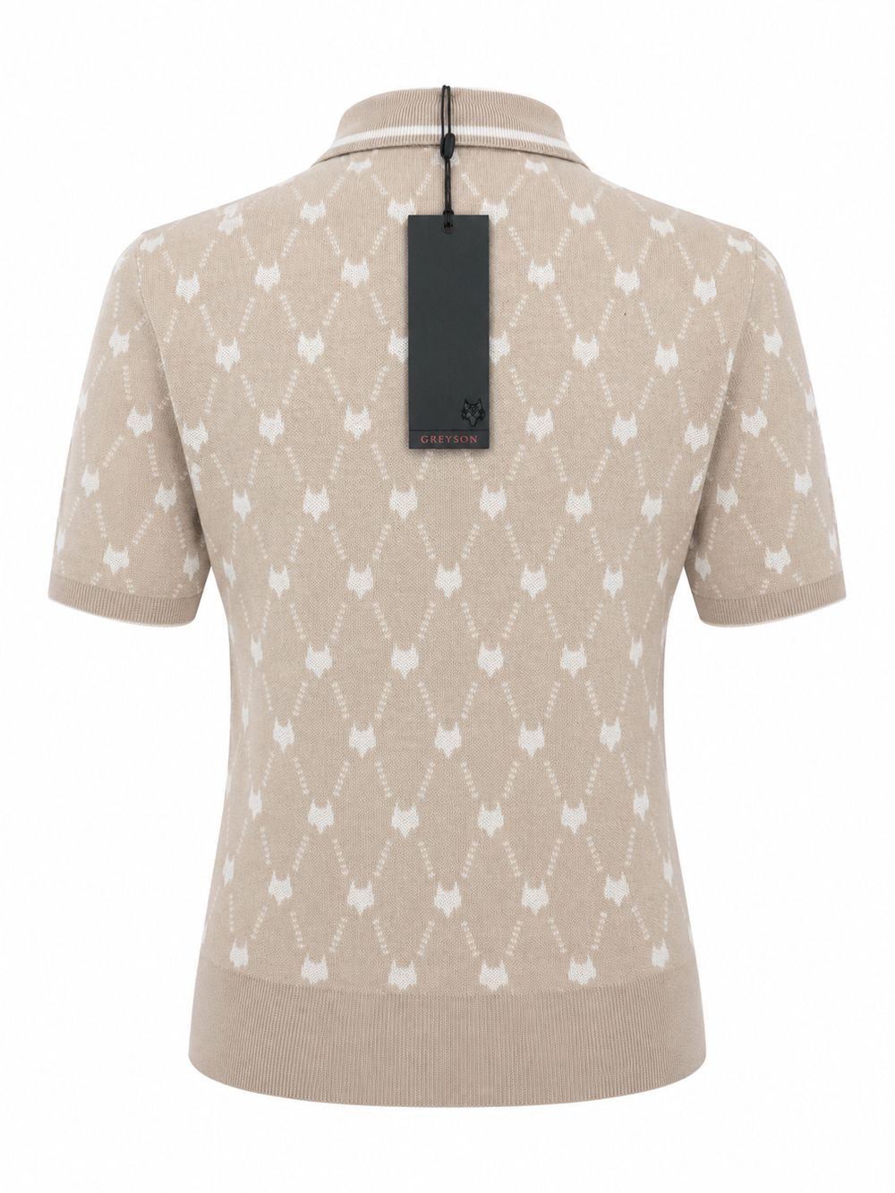 Greyson Wolf Chain Jacquard Polo - Sand - Medium - Skorzie