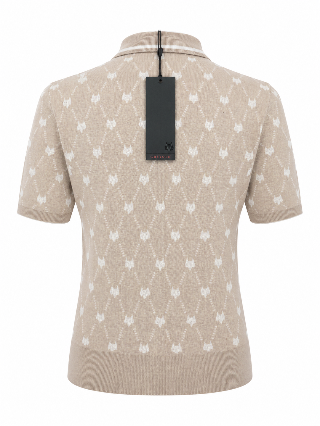 Greyson Wolf Chain Jacquard Polo - Sand - Medium - Skorzie