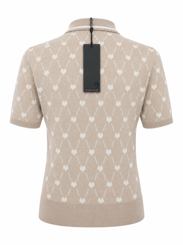 Greyson Wolf Chain Jacquard Polo - Sand - Medium - Skorzie
