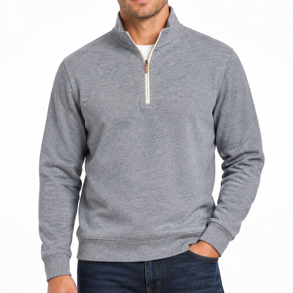 Collars & Co Men's Cotton Blend Quarter Zip Heather Navy Size L