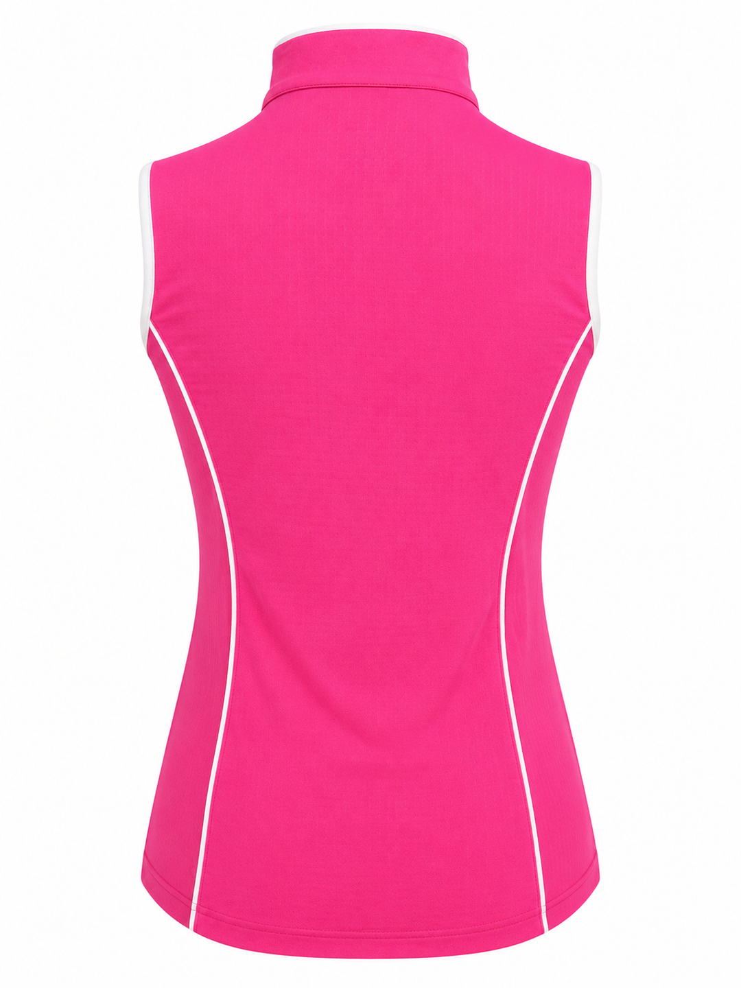 G-Lifestyle Sleeveless Piping Mock Neck Top - Hot Pink - Small