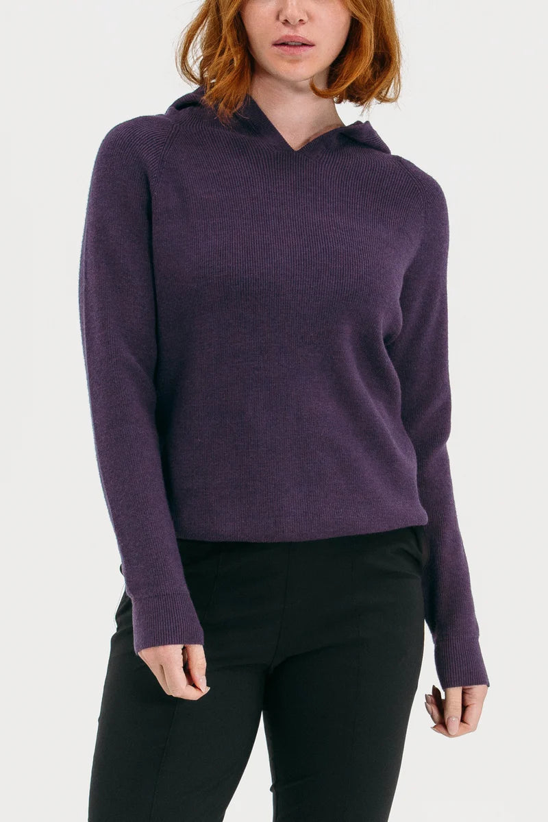 Foray Golf Sweater Knit Hoodie - Plum - Skorzie