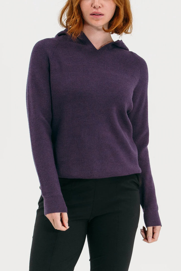 Foray Golf Sweater Knit Hoodie - Plum - Skorzie